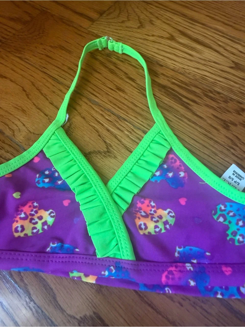 The Children’s Place Girls 5/6 Purple Leopard Heart Bikini Swimsuit Set